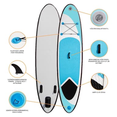 3m Uppblåsbar Paddle Board Blå