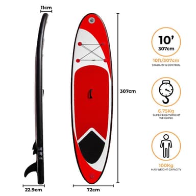 3m Uppblåsbar Paddle Board Röd