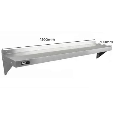 2 x Kommersiella Hyllor för Storkök i Rostfritt Stål 1500mm x 300mm