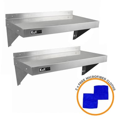2 x Kommersiella Hyllor för Storkök i Rostfritt Stål 900 x 300 mm