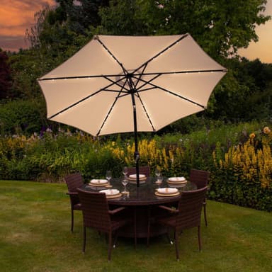 Beige 2.7m LED Lutande Parasoll