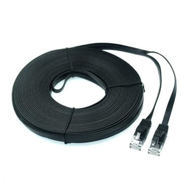 NÖRDIC Cat6 U/UTP flat nätverkskabel 7,5m 250MHz bandbredd och 10Gbps överföringshastighet svart