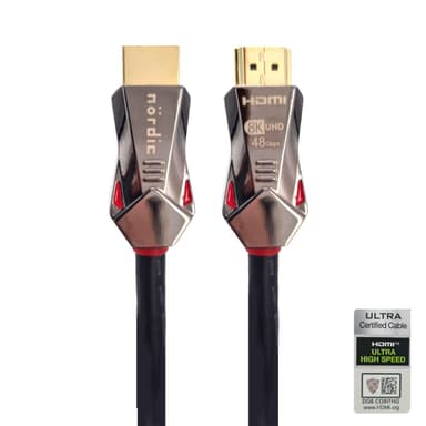 NÖRDIC CERTIFIED CABLES 5m Ultra High Speed HDMI 2.1 8K 60Hz 4K 120Hz 48Gbps Dynamic HDR eARC VRR guldpläterade kontakter