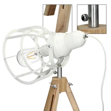 Bordslampa Bordslampa Retro Vintage lampa golvlampa träben Vit E27
