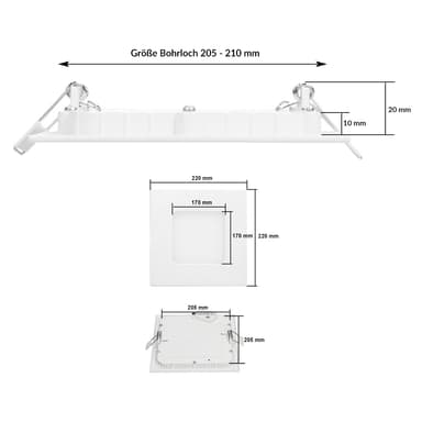 ECD Germany 20-pack LED-infälld strålkastare 18W - takpanellampa ultralätt -