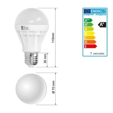 7W E27 LED LAMP LAMPA KULA lågenergibelysning lampa ljus varm vit