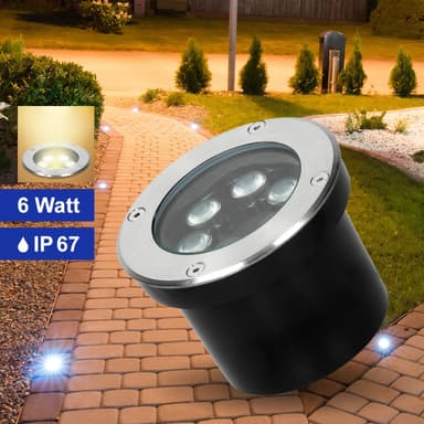 ECD Germany-paket med 10 LED-infällda golvlampor 5W - varmvit 3000K - 230V -
