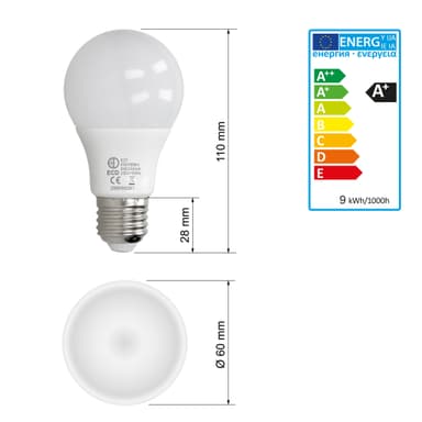 E27 LED lampa lampa glödlampa lampor 9W svalna vita 6-er Set
