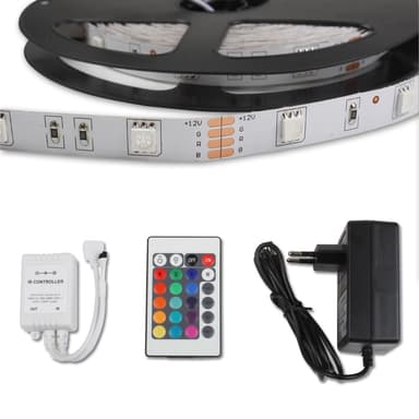 ECD Germany LED-striplist SMD 5050 RGB 5m med fjärrkontroll 24T och