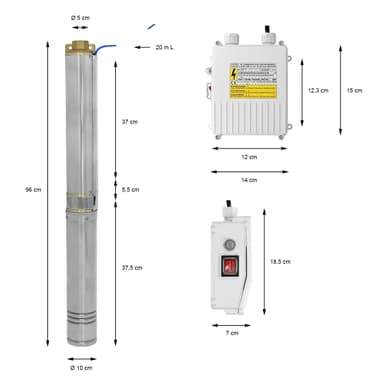 Djup brunn pump Brunnen pumpar dränkbar pump rörpump 1100 W 9000 l / h 9,4 bar