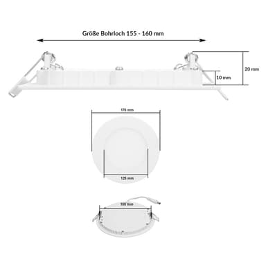 ECD Germany 5-pack LED-infälld strålkastare 12W - Panel takstrålkastare