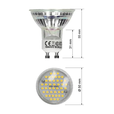 ECD Germany set med 20 LED-lampor GU10 44SMD spot 3W - byt 20W glödlampa - av
