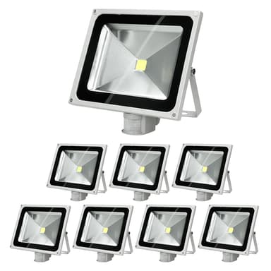 ECD Germany 8 delar LED-strålkastare utomhus 50W med rörelsedetektor - 6000K