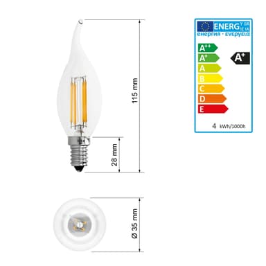 ECD 12-pack Germany LED spets ljus fila E14 4W - Varmvit 2800K - lumen 414 - 120
