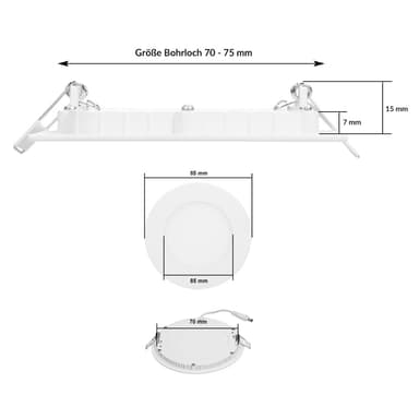 ECD Germany 5-pack LED infälld ljus 3W - panel spotlights tak Ultra - 220-240 -