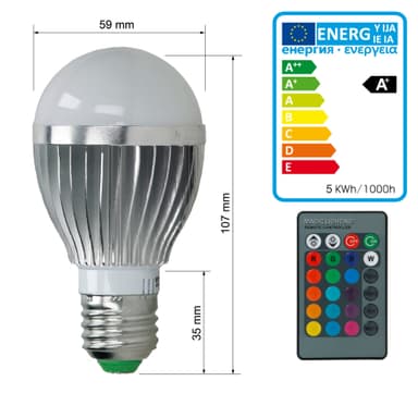 Set om fem 5w E27 RGB LED Spot glödlampa Dimbar 24 Key fjärrkontroll lampa