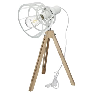 Bordslampa Bordslampa Retro Vintage lampa golvlampa träben Vit E27
