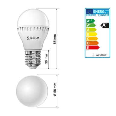 E27 3W LED lampan glödlampa lågenergilampa lampa ljus WW