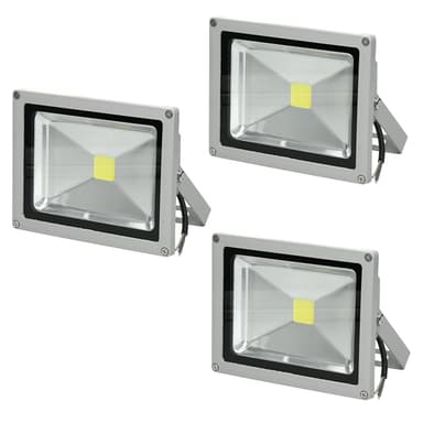 ECD Germany 3 delar LED-strålkastare utomhus 20W - 6000K kallvit - vattentät