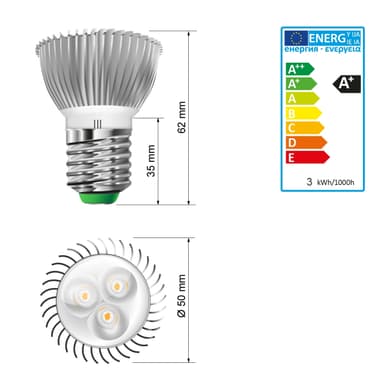 LED E27 SMD LED-lampa spotlampa spotlight spotlight spotlight kallvit 3W