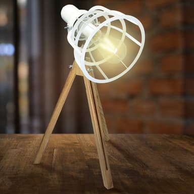 Bordslampa Bordslampa Retro Vintage lampa golvlampa träben Vit E27