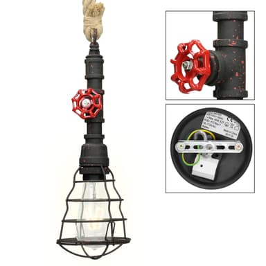 ECD Germany hängande lampa 1-flamma hängande lampa E27 uttag med 1x LED-lampa 4W