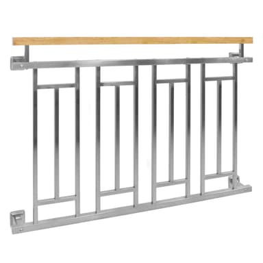 Fransk balkongräcket bar räcke rostfritt stål 128x90 cm trä finish galler