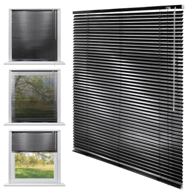 ECD Germany aluminium persienner 60 x 175 cm - svart - aluminiumlameller -
