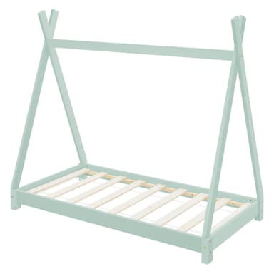 ML Design cot tipi 80 x 160 cm med slatt ram, mint, indisk säng gjord av massivt