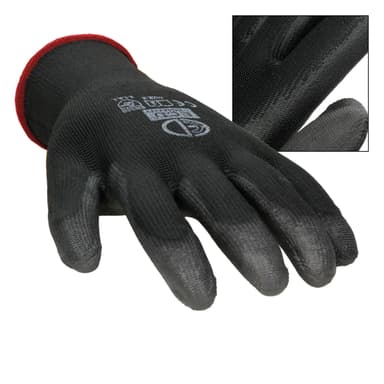 ECD 120 Germany par PU-arbete handskar, storlek 7-S, Svart, mekaniker handskar