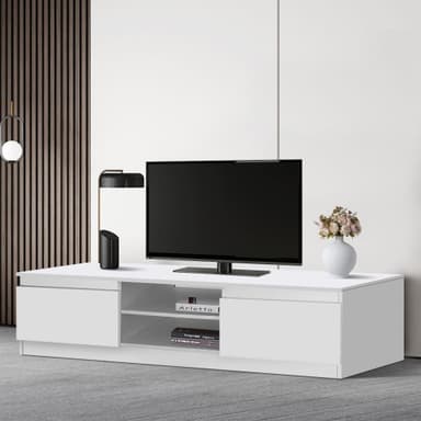 ML Design Trä TV Lowboard i vit, 120x36x40 cm, modernt TV-kort med