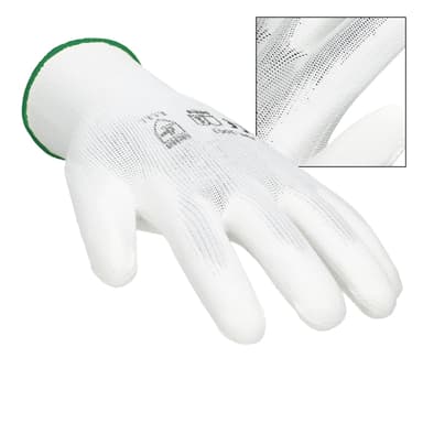 ECD Germany 48 par PU arbetshandskar, storlek 11-XXL, färg vita, mekanik