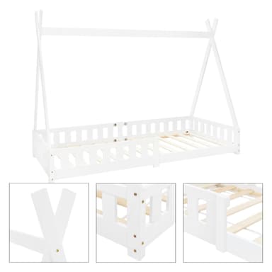 Tipi säng Tipi White Fall Out Trä säng hus säng Pine Wood 200x90cm