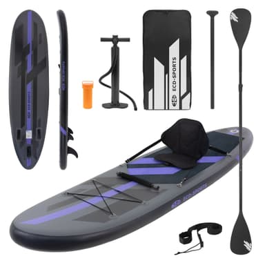 ECD Germany Uppblåsbara Stand Up Paddle Board med kajakstol 305x78x15 cm | Svart