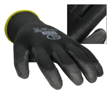 ECD 36 Germany par PU-arbete handskar, storlek 8-M, Svart, mekaniker handskar