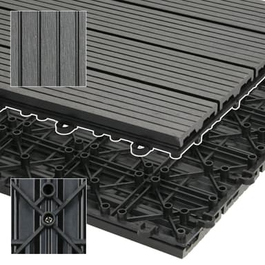 ECD Germany WPC terrassplattor 30x30 cm 11er besparingssats för 1m² antracit i