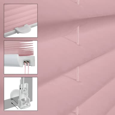 ECD Germany Plisserad klämfix utan borrning 55 x 200cm Rosa Viewpt Sol och Sight