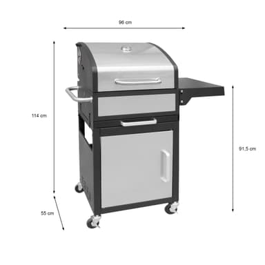 LANDMANN GRILLCHEF 11517 Kolgrillvagn 45x44 cm, grillvagn med dubbelväggigt lock