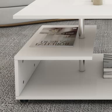ML Design soffbord vit med metall decostang, 91x41x52,6 cm, modernt vardagsrum,