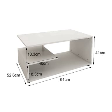 ML Design soffbord vit med metall decostang, 91x41x52,6 cm, modernt vardagsrum,