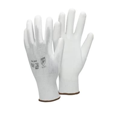 ECD Germany 4 par arbetshandskar med PU-beläggning - storlek 9-L - vit -