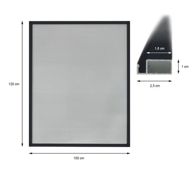 Myggnät antracit 100x120cm fönster insektsnät aluminiumram