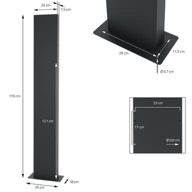 Brevlåda med tidningsfack 37x11x37 cm ljusgrå/antracit rostfritt stål inkl.
