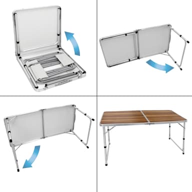 ECD Germany campingbordssats med 4 pallar - 120 x 60 x 55/63/70 cm höjdjusterbar