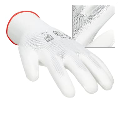 ECD Germany 4 par arbetshandskar med PU-beläggning - storlek 7-S - vit -