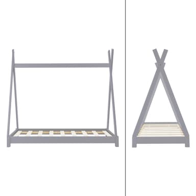 ML Design cot tepi 70 x 140 cm med slatt ram, ljusgrå, indisk säng gjord av