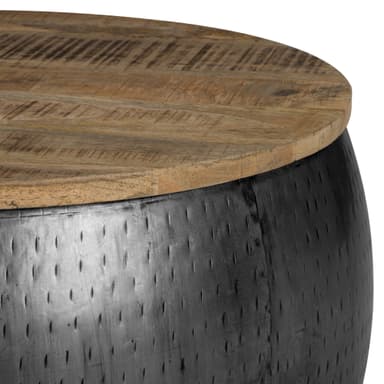 WOMO-DESIGN Handgjorda soffbord Foshan rund Ø 60x38cm, natur / silver, mango trä
