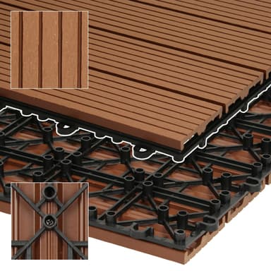 ECD Germany WPC terrassplattor 30x30 cm 11er besparingssats för 1m² ljusbrun i