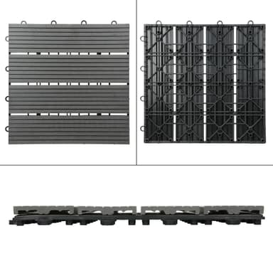 ECD Germany WPC terrassplattor 30x30 cm 11er besparingssats för 1m² antracit i