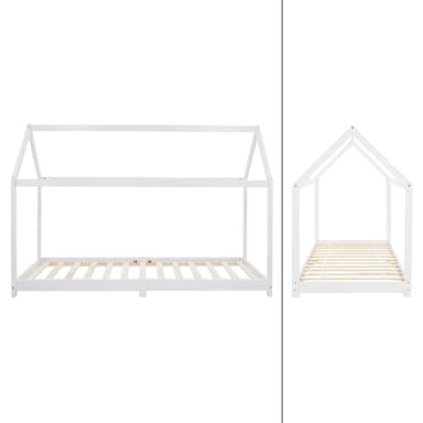 ECD Germany spjälsäng 90x200 cm med ribbotten och tak, ungdom säng för barn av